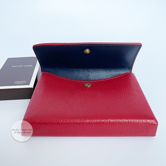 Coach Playing Cards with Red Leather Travel Case SLG Accessories Rare - Picture 13 of 13